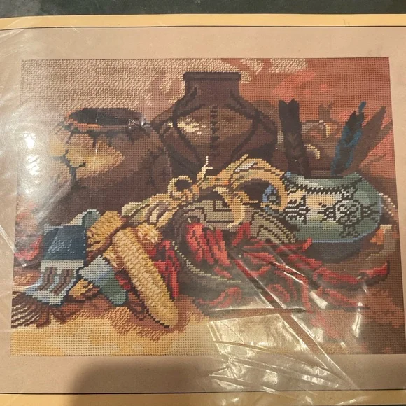 Vintage Sunset Native American Still Life needlepoint kit - Picture 2 of 5